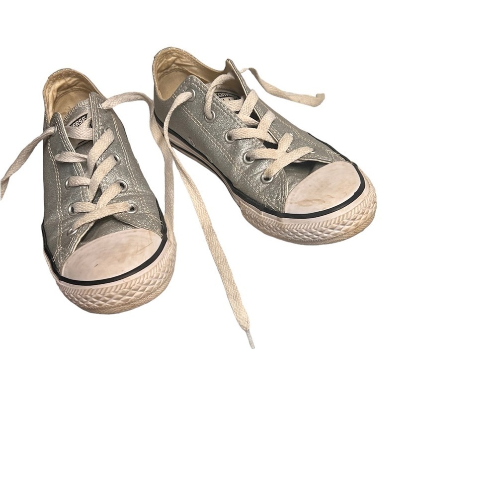 Converse-All Star Silver Sparkle Low Top Youth Sneaker size 3